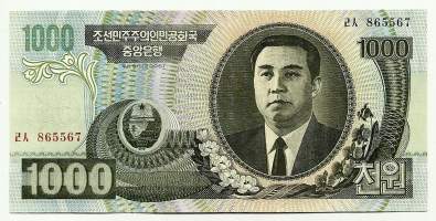 Pohjois-Korea    1000  Won  2006 -    seteli / Won on Korean demokraattisen kansantasavallan eli Pohjois-Korean virallinen rahayksikkö, joka jakaantuu sataan