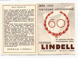 Herman Lindell 1890-1950    - Lukujärjestys