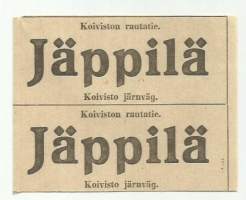 Jäppilä, Koiviston rautatie - asemaetiketti 2 kpl