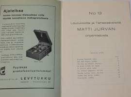 N:o 13 Laulukkeita ja Tanssisäveleitä Matti Jurvan ohjelmistosta
