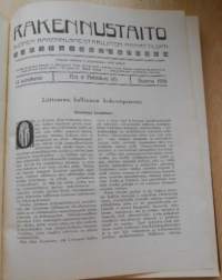 Rakennustaito 1916 koko vuosikerta kirjaksi sidottu, Ilmestynyt kaksi kertaa kuukaudessa. 3 kaksoisnumeroa