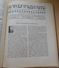 Rakennustaito 1916 koko vuosikerta kirjaksi sidottu, Ilmestynyt kaksi kertaa kuukaudessa. 3 kaksoisnumeroa