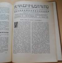 Rakennustaito 1916 koko vuosikerta kirjaksi sidottu, Ilmestynyt kaksi kertaa kuukaudessa. 3 kaksoisnumeroa