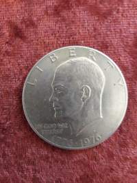 USA:n nikkeli dollari. USA 200v. 1776-1976 Profiili Eisenhower