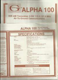 Genava  Alpha 100 VHF-Am Transceiver / Communications - tuote-esite 1978