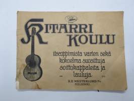 Kitarri koulu (kitarrikoulu / kitarakoulu) itseopimista varten sekä kokolelma suosittuja soittokappaleita ja lauluja  -guitar school