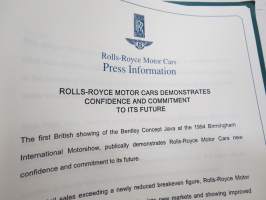 Rolls-Royce &amp; Bentley Birmingham Motor Show Press Information -myyntiesite / lanseerauskansio