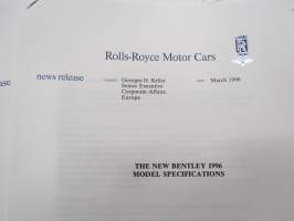 Rolls-Royce &amp; Bentley 1996 Press Information -myyntiesite / lanseerauskansio