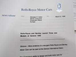 Rolls-Royce &amp; Bentley 1996 Press Information -myyntiesite / lanseerauskansio