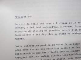 Rolls-Royce &amp; Bentley 1985 Press Information -myyntiesite / lanseerauskansio