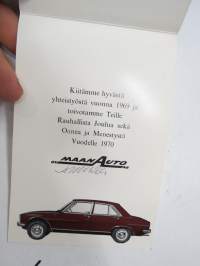 Oy Maan auto Ab / Peugeot, 1969 -joulutervehdys / christmas greetings card