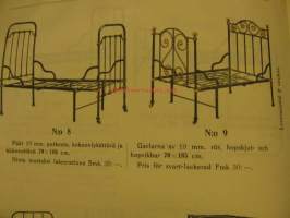 Rautasänkyjä ja patjoja -myyntiesite v. 1912