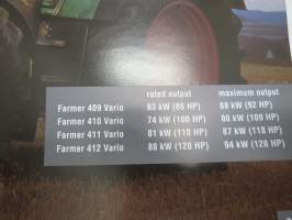 Fendt Farmer 400 Vario 409, 410, 411, 412 traktori -myyntiesite, saksankielinen / tractor sales brochure, in english