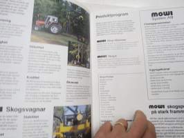 Mowi Skogsutrustning -myyntiesite, ruotsinkielinen / tractor-mounted forestry equipment sales brochure, in swedish