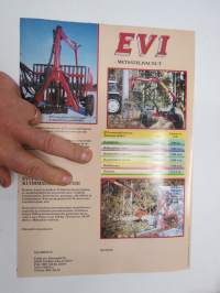 EVI metsälinjat / EVI 3000 maatilakuormain / kaivuri / metsätelivaunut -myyntiesite, forestry / farming equipment sales brochure, in finnish