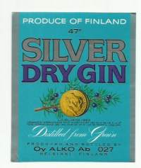 Silver Dry Gin   nr 027 - viinaetiketti