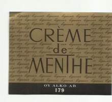 Creme de Menthe  Alko nr 179 - viinaetiketti