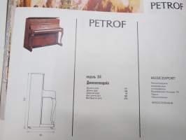 Petrof - tsekkiläisen pianotehtaan (flyygelit, pianinot ym.) venäjänkielinen myyntiesite / tuoteluettelo hyvine kuvineen -piano brochure / catalog