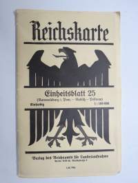 Reichskarte  - Einheitsblatt 25 (Rummelsburg i. Pom. - Publitz - Pollnow), einfarbig, 1:100 000, &quot;Eigentum der Kriegsakademie Kartenstelle&quot; -leimaus