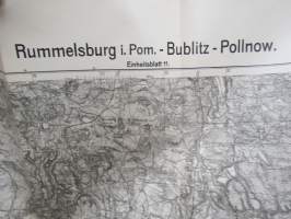 Reichskarte  - Einheitsblatt 25 (Rummelsburg i. Pom. - Publitz - Pollnow), einfarbig, 1:100 000, &quot;Eigentum der Kriegsakademie Kartenstelle&quot; -leimaus