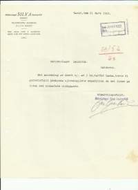 Silva Oy Ab, Kaskö 1922 - firmalomake