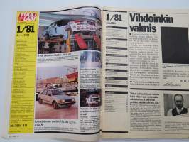 Tuulilasi 1981 nr 1, Paras pakkasöljy?, Dieselmaasturivertailu, Audi rallitalli, Mazda 323, München kilpa-autonäyttely, &quot;Mutterikurssi&quot;, Scania Bulldog-mallisto, ym.
