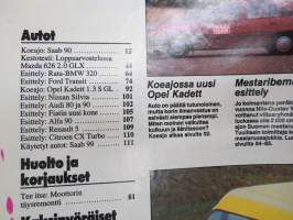 Tuulilasi 1984 nr 10, Saab 90, Opel Kadett, Mazda 626, Talvirengastesti, Köln moottoripyöränäyttely, Lokari Laine - tähtäimessä autonvalmistus, Kafi Future 481, ym.