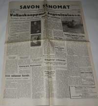 Savon sanomat maaliskuun 29. p:nä 1941 Näköispainos sodan lehdet