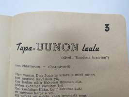 Lauluja 1945, sis. mm. CäCi, Tupa-Uunon laulu, Arbeitsfrontstimmungen, Mannakorven mailla, Internationale, &quot;Fasistilaulu&quot;, ym.  -laulukirja / song book