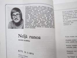 Kulttuurivihkot 1976 nr 5 - Kulttuurityöntekijäin Liitto ry julkaisu, Kristiina Halkola, Pentti Saaritsa, Ykspihlajan työväennäyttämö, KTLn syrjintä jatkuu, ym.