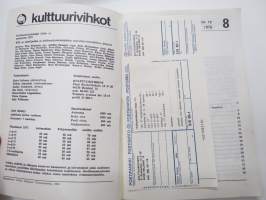 Kulttuurivihkot 1976 nr 8 - Kulttuurityöntekijäin Liitto ry julkaisu, Tommy Taberman, Matti Rossi, Kalevi Seilonen, Oiva Arvola, Jaana Lappo, Joel Pettersson, ym.