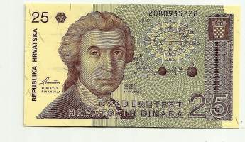 Kroatia 25 Dinara 1991   -  seteli
