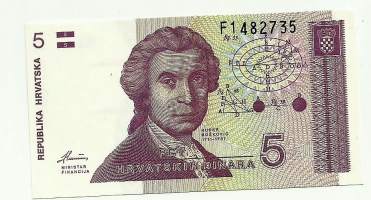 Kroatia 5 Dinara 1991   -  seteli