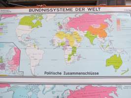 Bündnissysteme der Welt - Westermann 1968 - Maailman liittoutumisjärjestelmä -seinäkartta / koulukartta