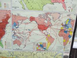 USA - Werden eine Grossmacht - Flemming Schulwandkarten 1965 - USA:n kehitys suurvallaksi -seinäkartta / koulukartta