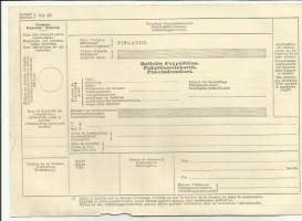 Pakettiosoitekortti ulkomaille 1920-luku blanko