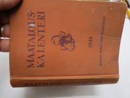Maatalouskalenteri 1948, runsaasti mainoksia maatalouteen liittyen -agricultural calendar