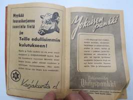Maatalouskalenteri 1948, runsaasti mainoksia maatalouteen liittyen -agricultural calendar