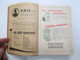 Maatalouskalenteri 1948, runsaasti mainoksia maatalouteen liittyen -agricultural calendar