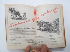Maatalouskalenteri 1948, runsaasti mainoksia maatalouteen liittyen -agricultural calendar