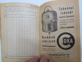 Maatalouskalenteri 1948, runsaasti mainoksia maatalouteen liittyen -agricultural calendar
