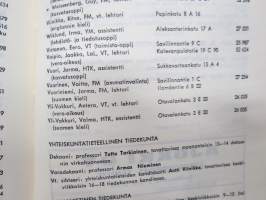 Yhteiskunnallisen korkeakolun muistio 1964-1965 (Nykyään Tampereen yliopisto) -vuosikirja opettaja-, luennoitsija sekä opiskelijatietoineen