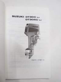 Suzuki DT30 VJ outboard parts catalogue 1987-11, illustrations / perämoottori, varaosaluettelo räjäytyskuvineen
