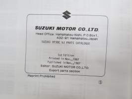 Suzuki DT30 VJ outboard parts catalogue 1987-11, illustrations / perämoottori, varaosaluettelo räjäytyskuvineen