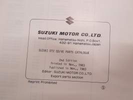 Suzuki DT2 outboard parts catalogue 1983-11, illustrations / perämoottori, varaosaluettelo räjäytyskuvineen