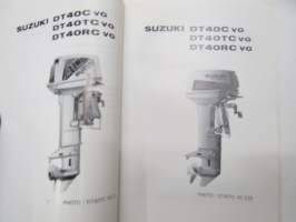 Suzuki DT40C VG outboard parts catalogue 1985-9, illustrations / perämoottori, varaosaluettelo räjäytyskuvineen
