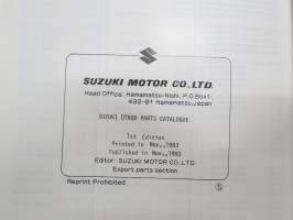 Suzuki DT8 outboard parts catalogue 1983-12, illustrations / perämoottori, varaosaluettelo räjäytyskuvineen
