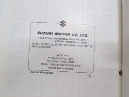 Suzuki DT140 outboard parts catalogue 1983-10, illustrations / perämoottori, varaosaluettelo räjäytyskuvineen