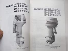 Suzuki DT75/DT85 outboard parts catalogue 1986-6, illustrations / perämoottori, varaosaluettelo räjäytyskuvineen