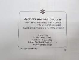 Suzuki DT40C outboard parts catalogue 1987-8, illustrations / perämoottori, varaosaluettelo räjäytyskuvineen